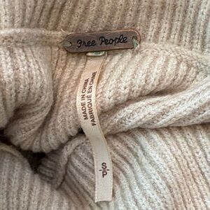Free People Cream Ribbed cowl neck Sweater